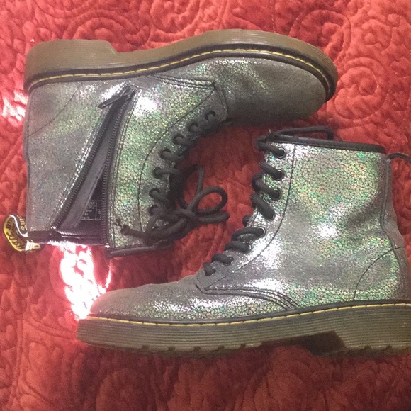 Dr. Martens Delaney opalescent leather combat boot